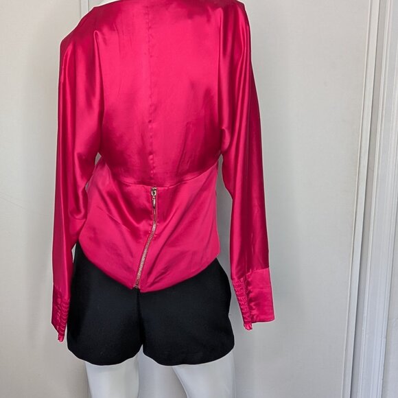 Long Sleeve V-Neck Empire Waist Blouse- Hollywood Pink Sz. 4 - Picture 8 of 15